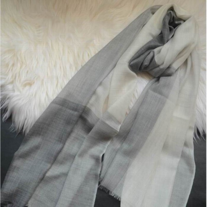 Pure Cashmere Scarves Gray Striped Women Fashional Winter Scarf